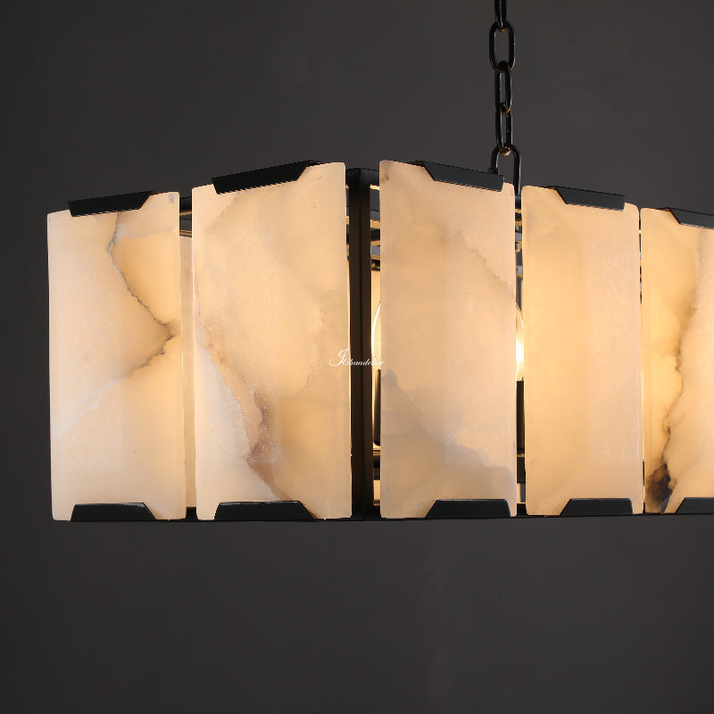 Harfz Calcite Rectangular Chandelier 74"