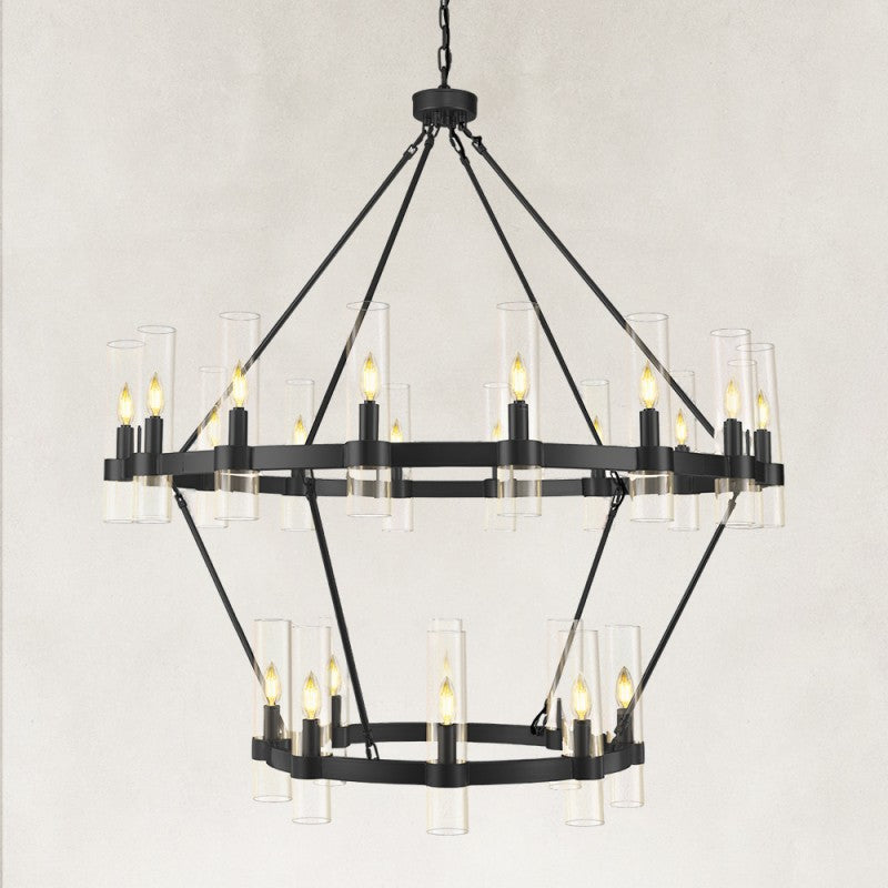 Linea Glass Tube 2-Tier Round Chandelier 48"D