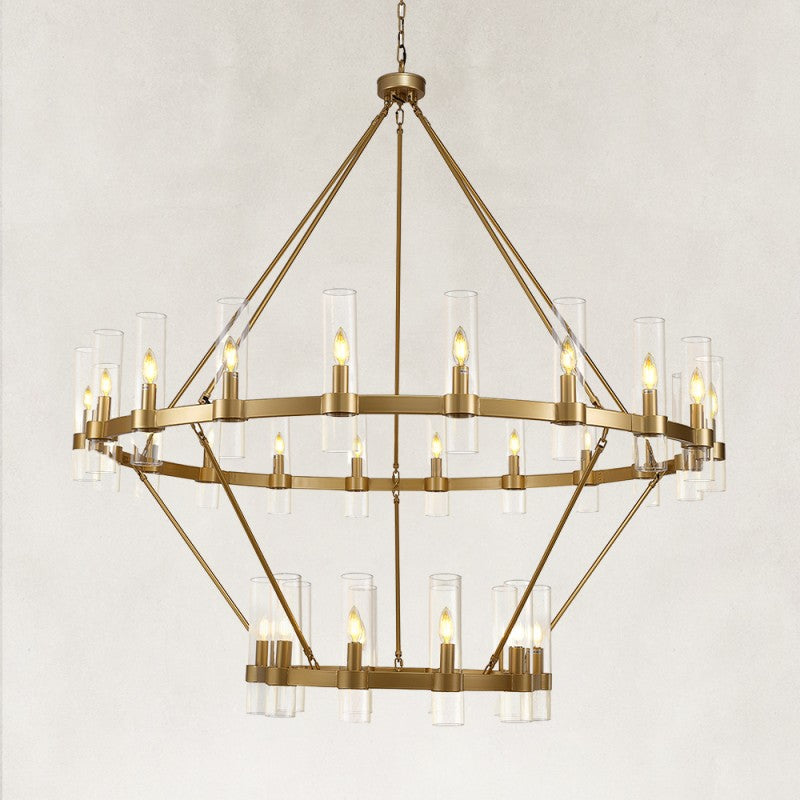 Linea Glass Tube 2-Tier Round Chandelier 60"D