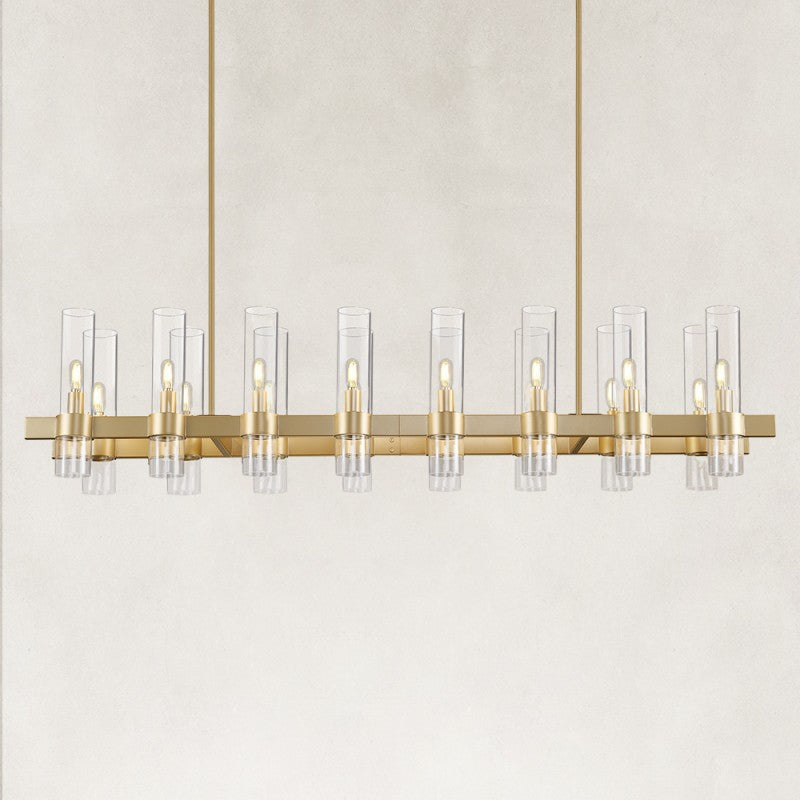 Linea Glass Tube Rectangular Chandelier 54"W