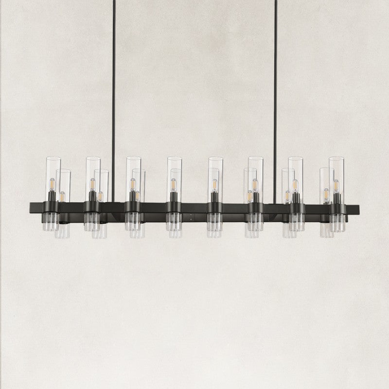Linea Glass Tube Rectangular Chandelier 54"W