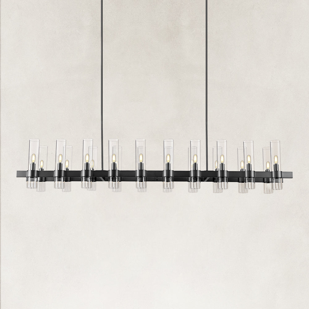 Linea Glass Tube Rectangular Chandelier 68"W