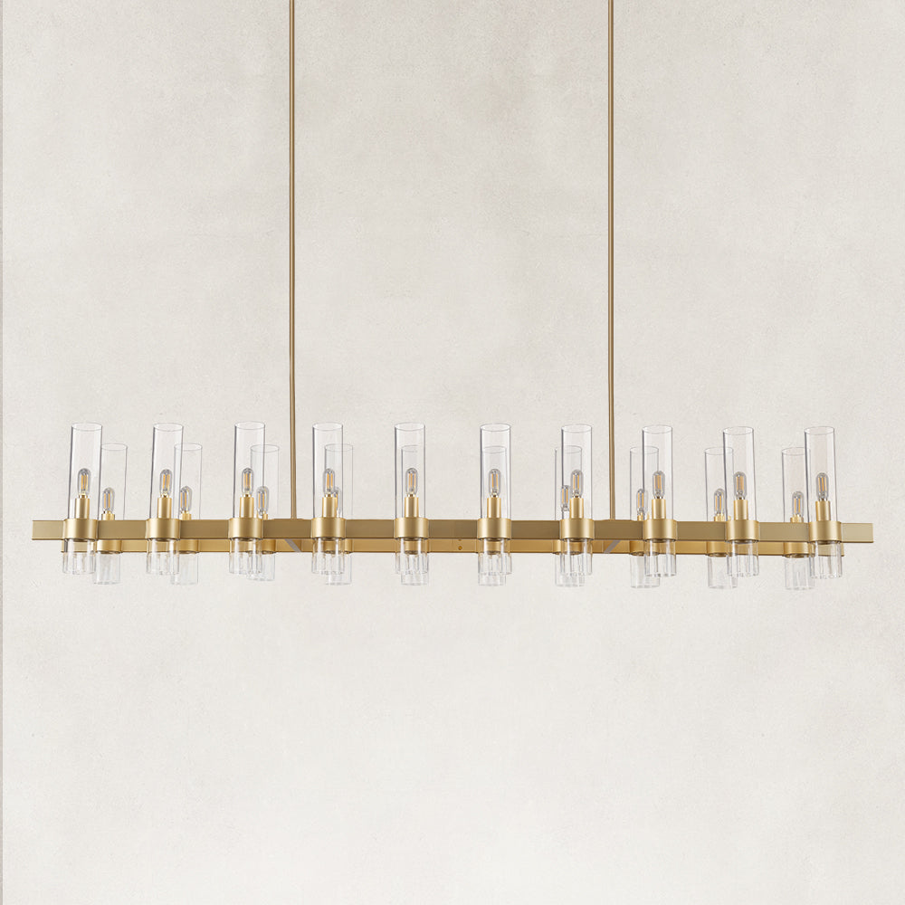 Linea Glass Tube Rectangular Chandelier 68"W