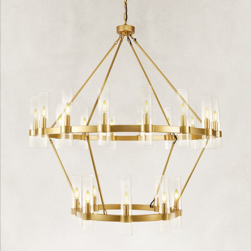 Linea Glass Tube 2-Tier Round Chandelier 48"D