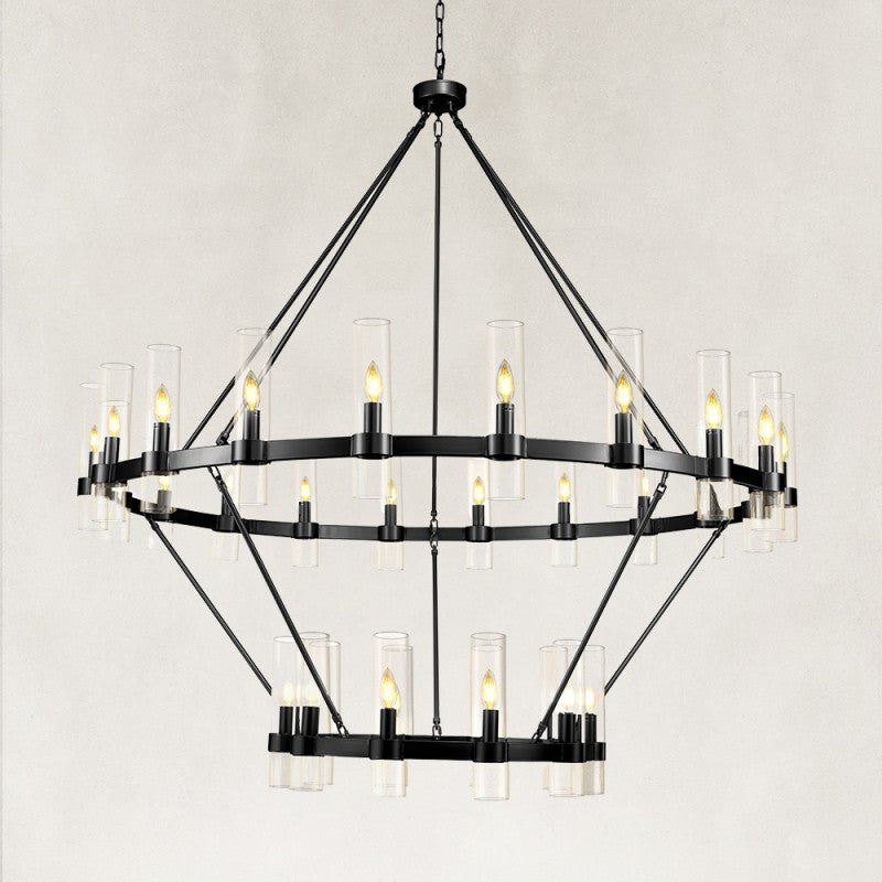 Linea Glass Tube 2-Tier Round Chandelier 60"D