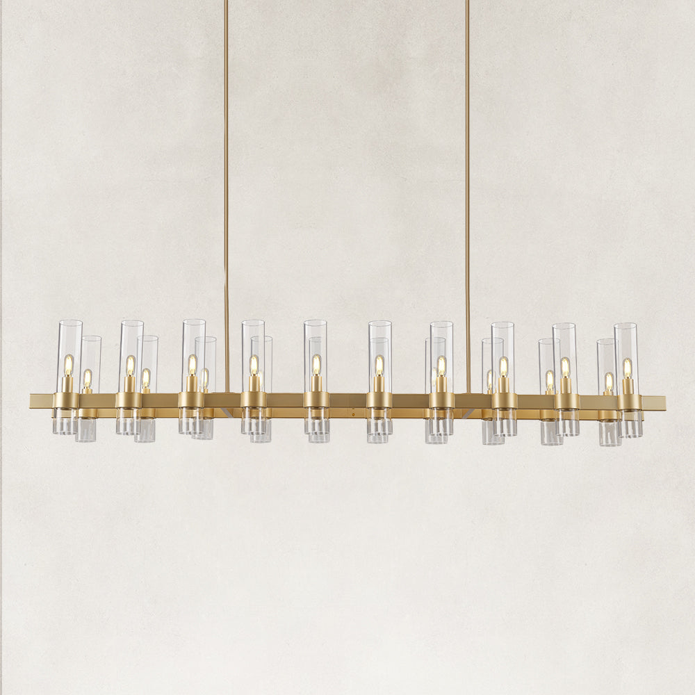 Linea Glass Tube Rectangular Chandelier 68"W