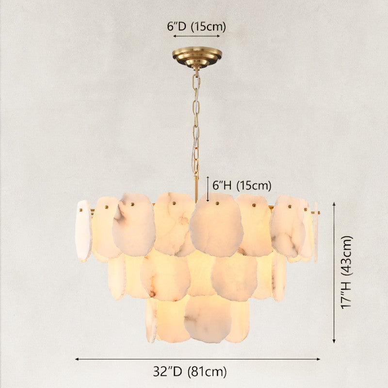Mira Alabaster Multi-Tier Round Chandelier 32"D
