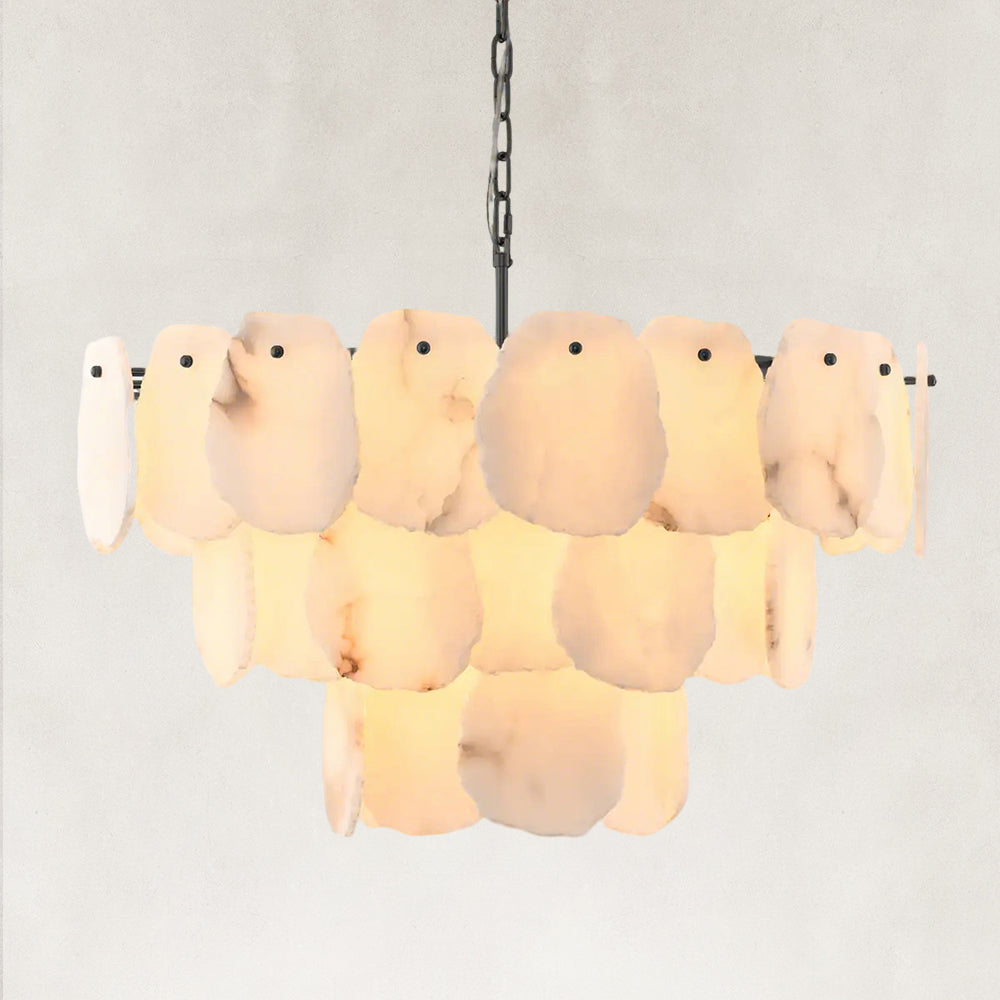 Mira Alabaster Multi-Tier Round Chandelier 32"D