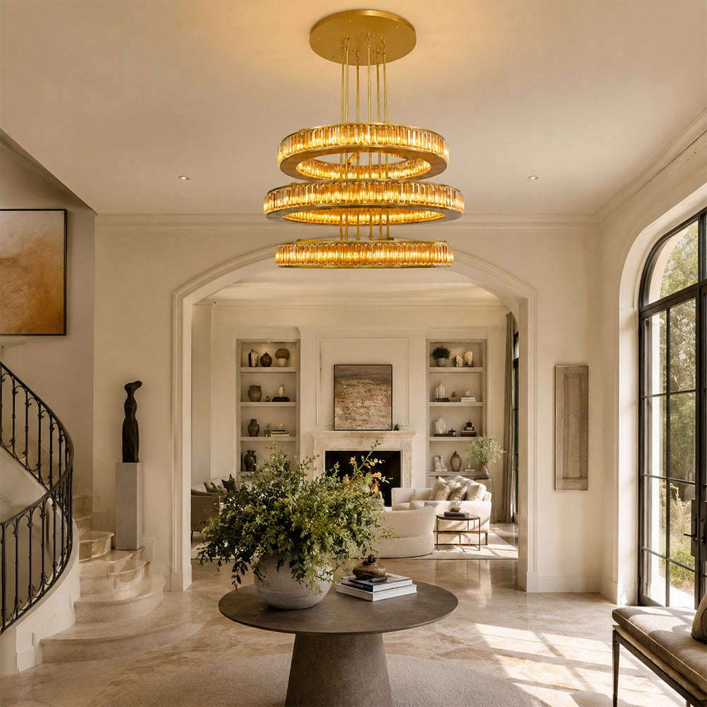 Miracle Luxury Amber Crystal 3-Tired Chandelier