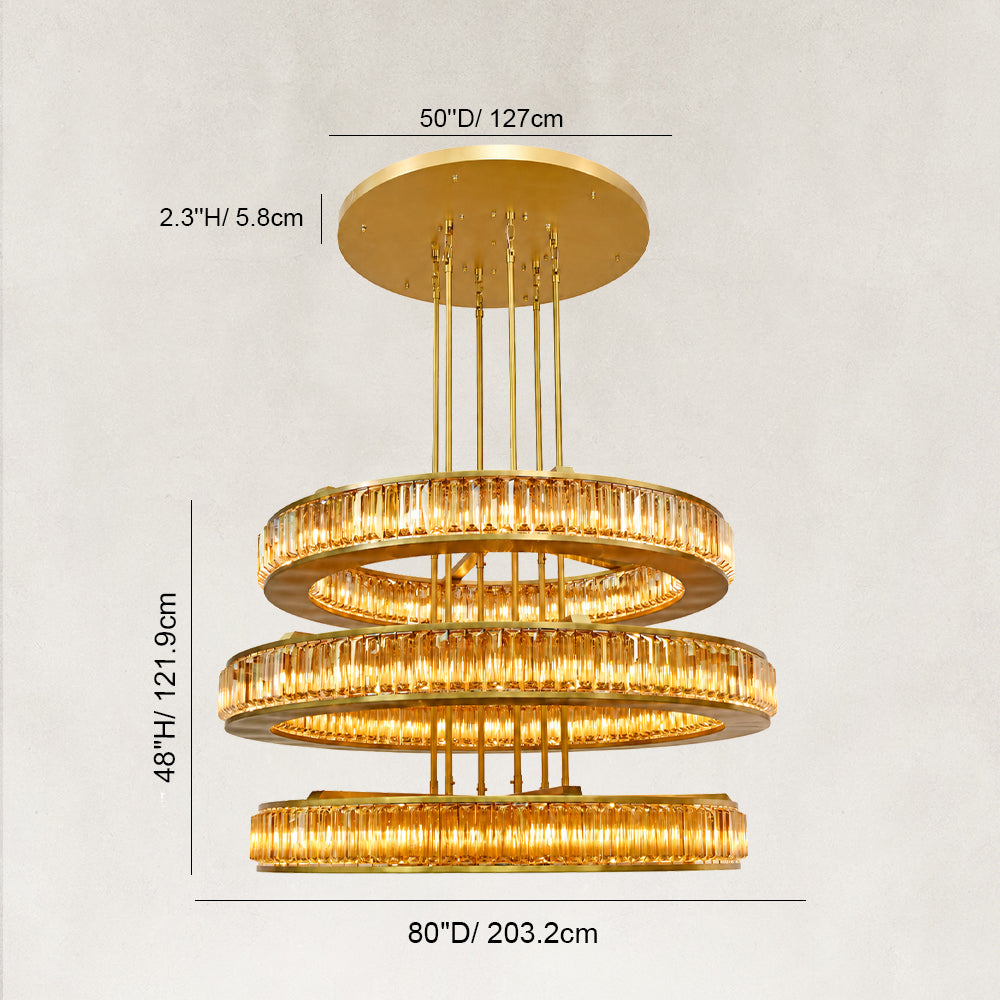Miracle Luxury Amber Crystal 3-Tired Chandelier