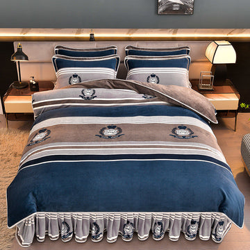 Modern Style Thickened Comfortable Milk Velvet Bed Sheet Set