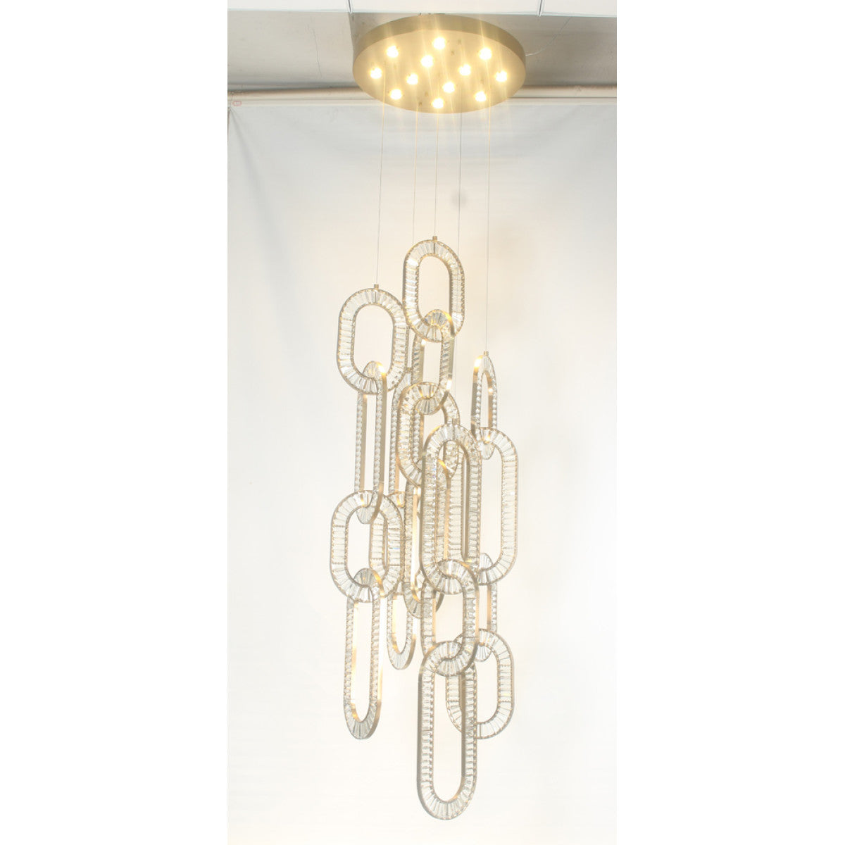 Modern Luxury Crystal Chain Cluster Chandelier for High Ceiling/Dining Room