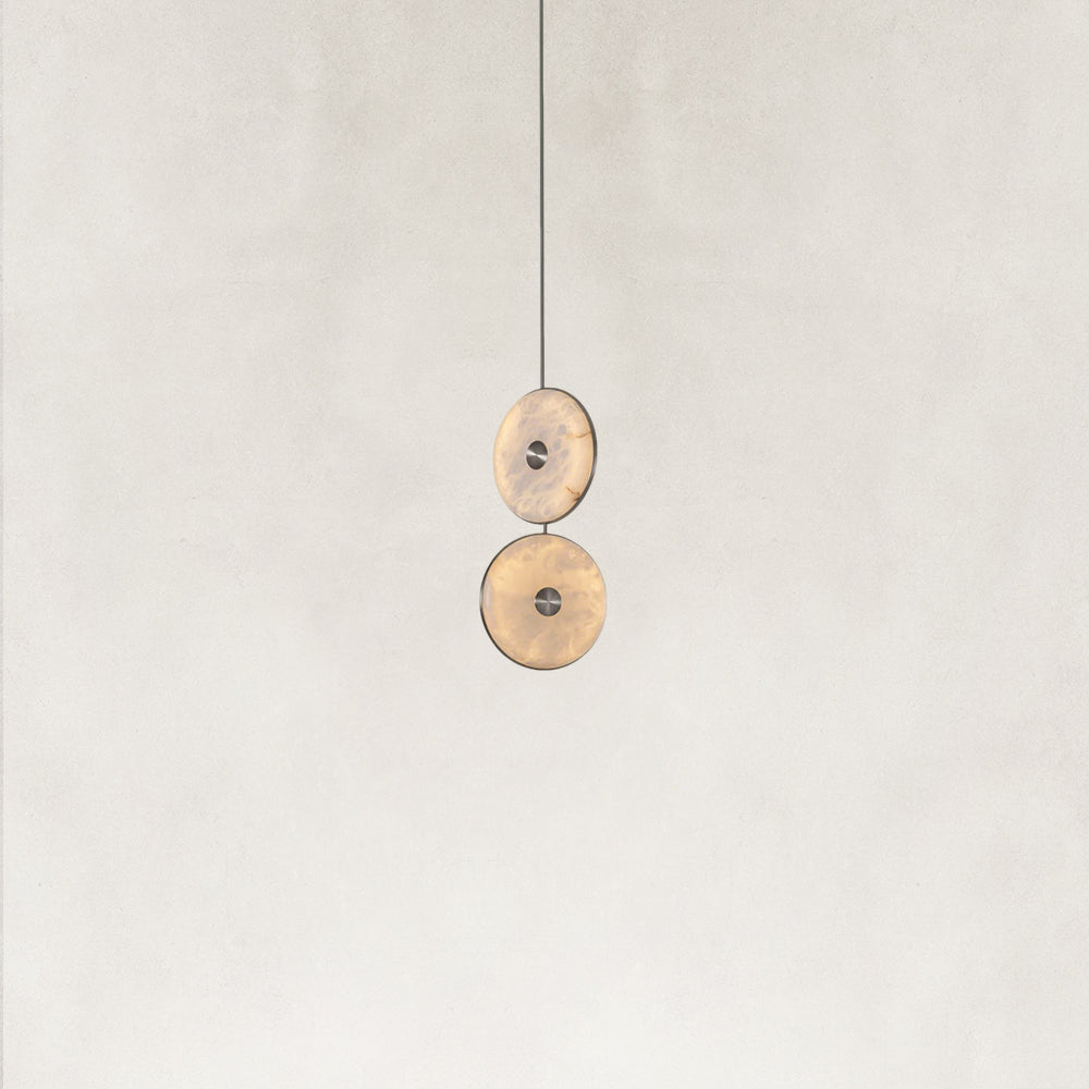 Nebula Natural Alabaster Disc Double Pendant Light 14"D