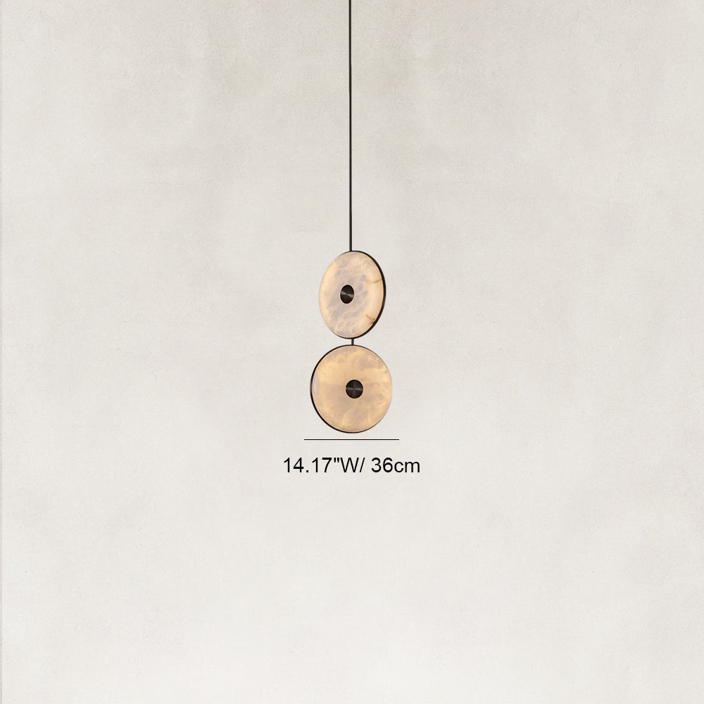 Nebula Natural Alabaster Disc Double Pendant Light 14"D