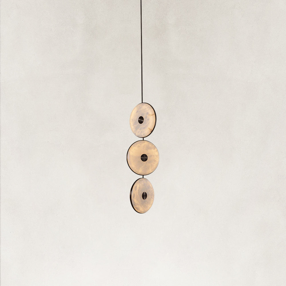 Nebula Natural Alabaster Disc Triple Pendant Light 14"D