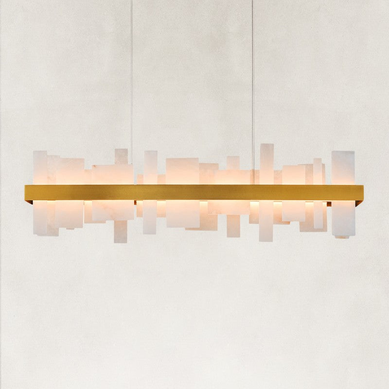 Nocta Alabaster Rectangular Chandelier 48"W