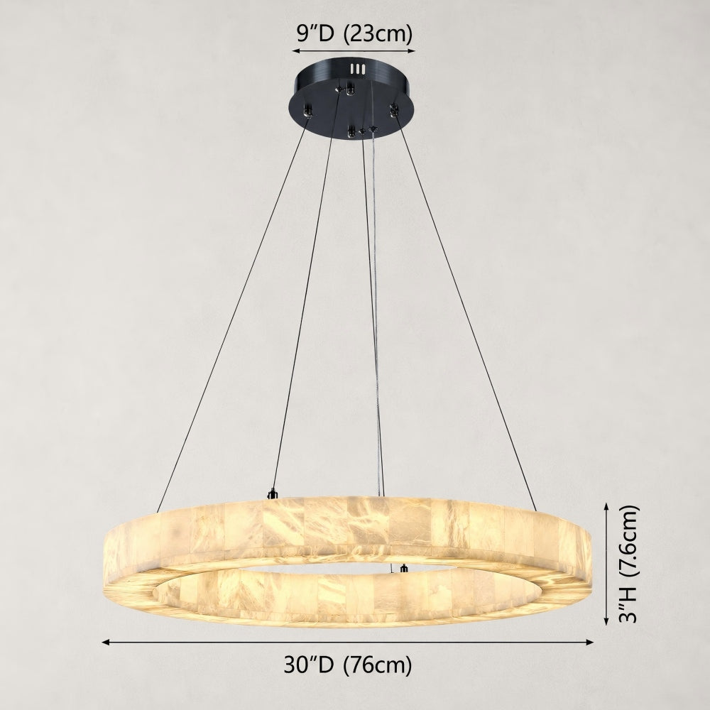 Orba Alabaster Halo Chandelier 30"D