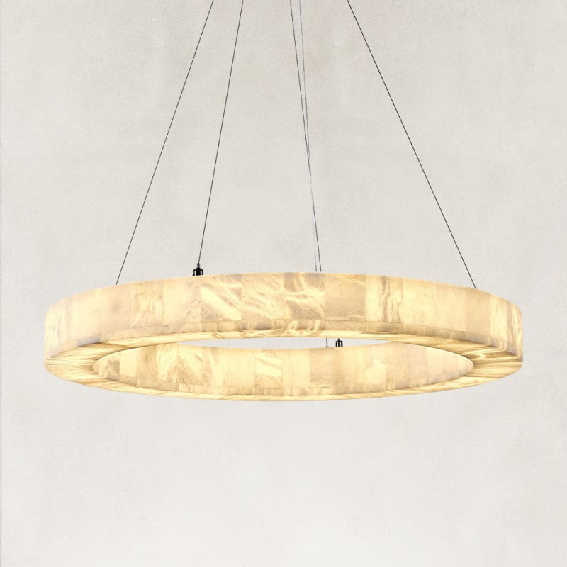 Orba Alabaster Halo Chandelier 30"D