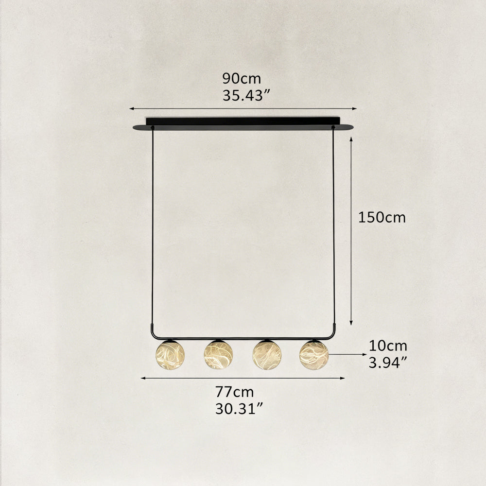 Orbital Cluster Alabaster 4-Light Linear Pendant 30"L