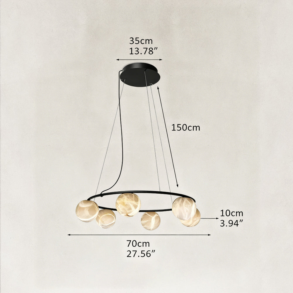 Orbital Cluster Alabaster 6-Light Chandelier 27"D