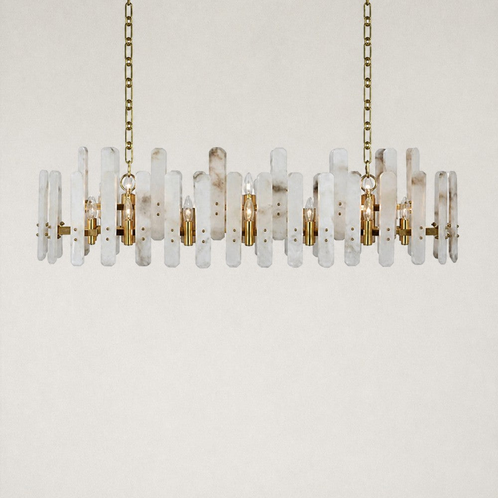 Ovara Elongated Alabaster Linear Chandelier 40"W