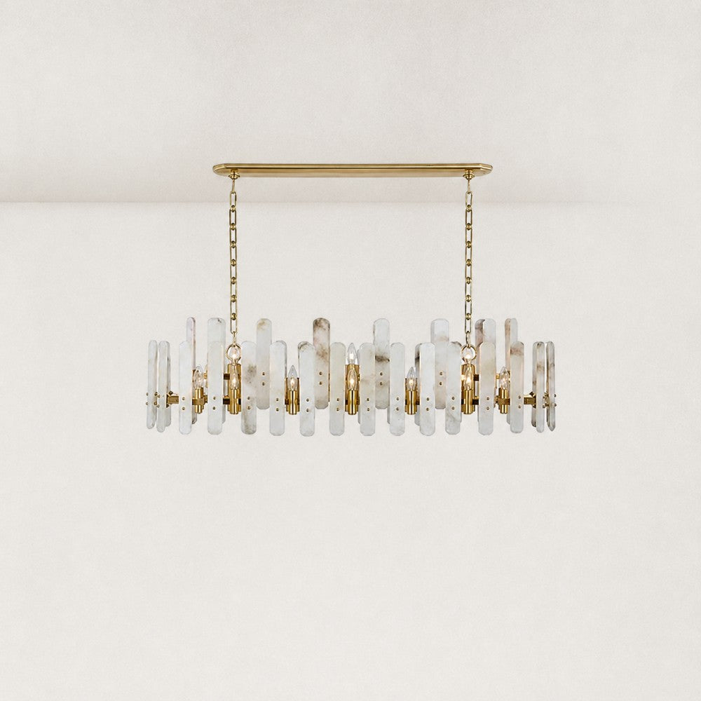 Ovara Elongated Alabaster Linear Chandelier 40"W