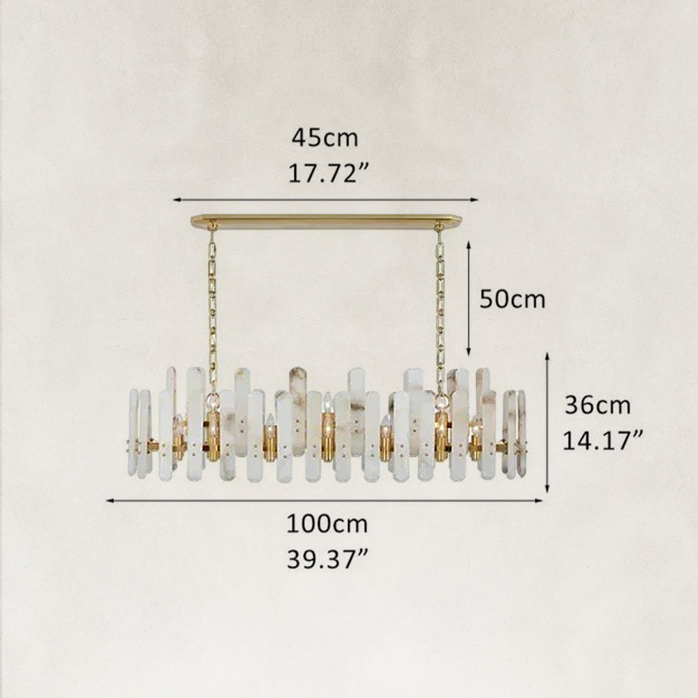 Ovara Elongated Alabaster Linear Chandelier 40"W