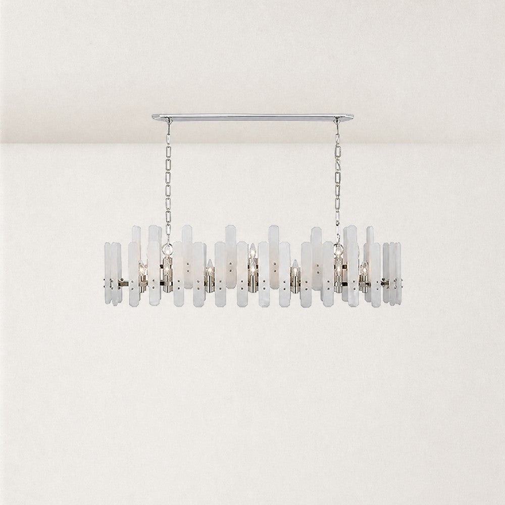 Ovara Elongated Alabaster Linear Chandelier 40"W