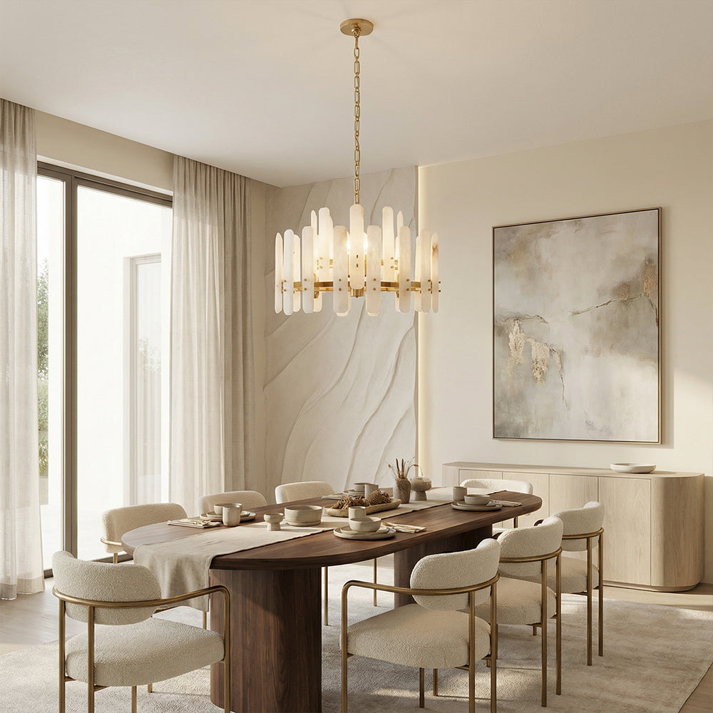 Ovara Elongated Alabaster Oval Chandelier