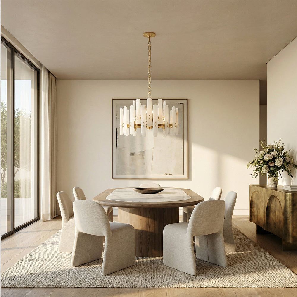 Ovara Elongated Alabaster Oval Chandelier