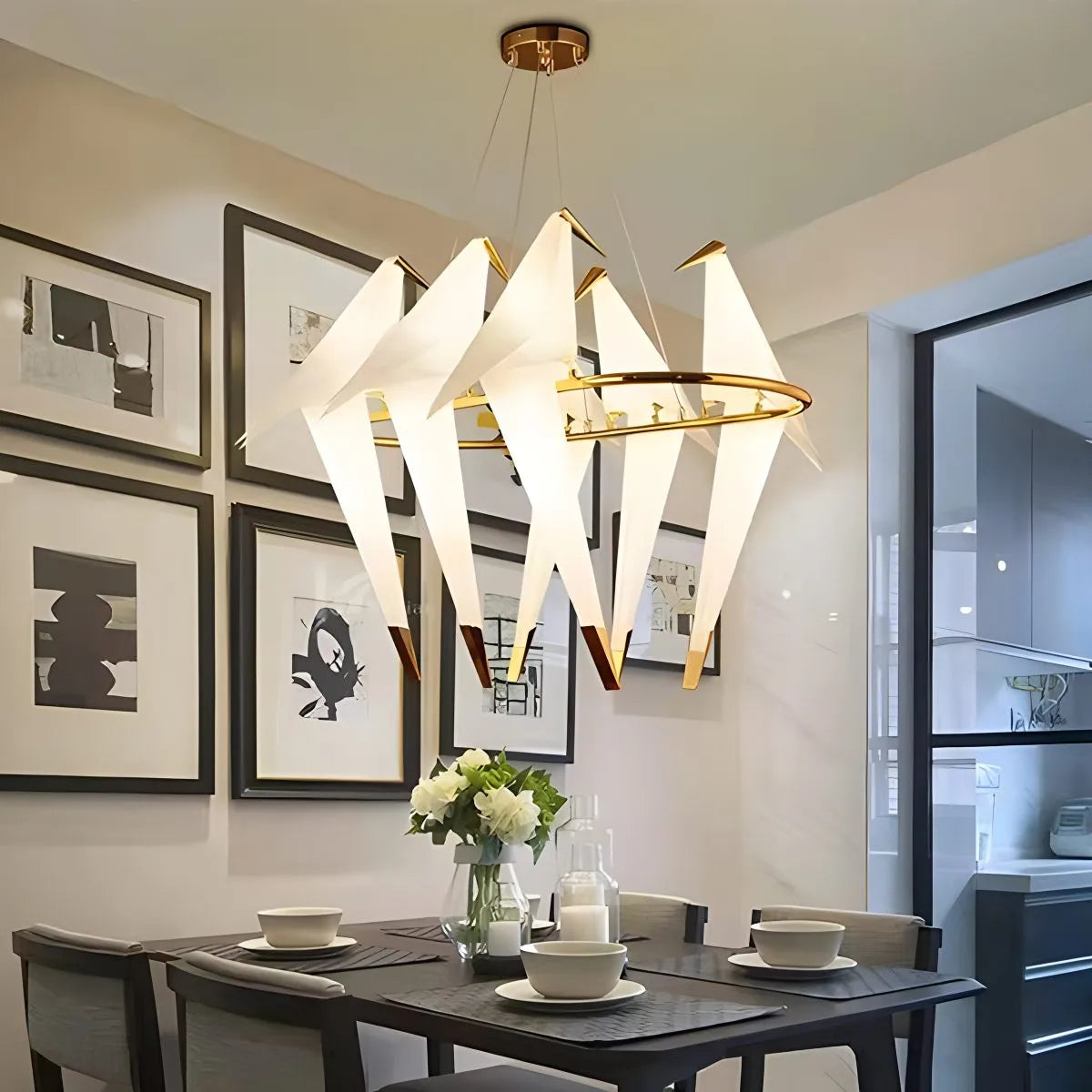 Joyfuzzy Paper Crane Bird Chandelier for Dining Room