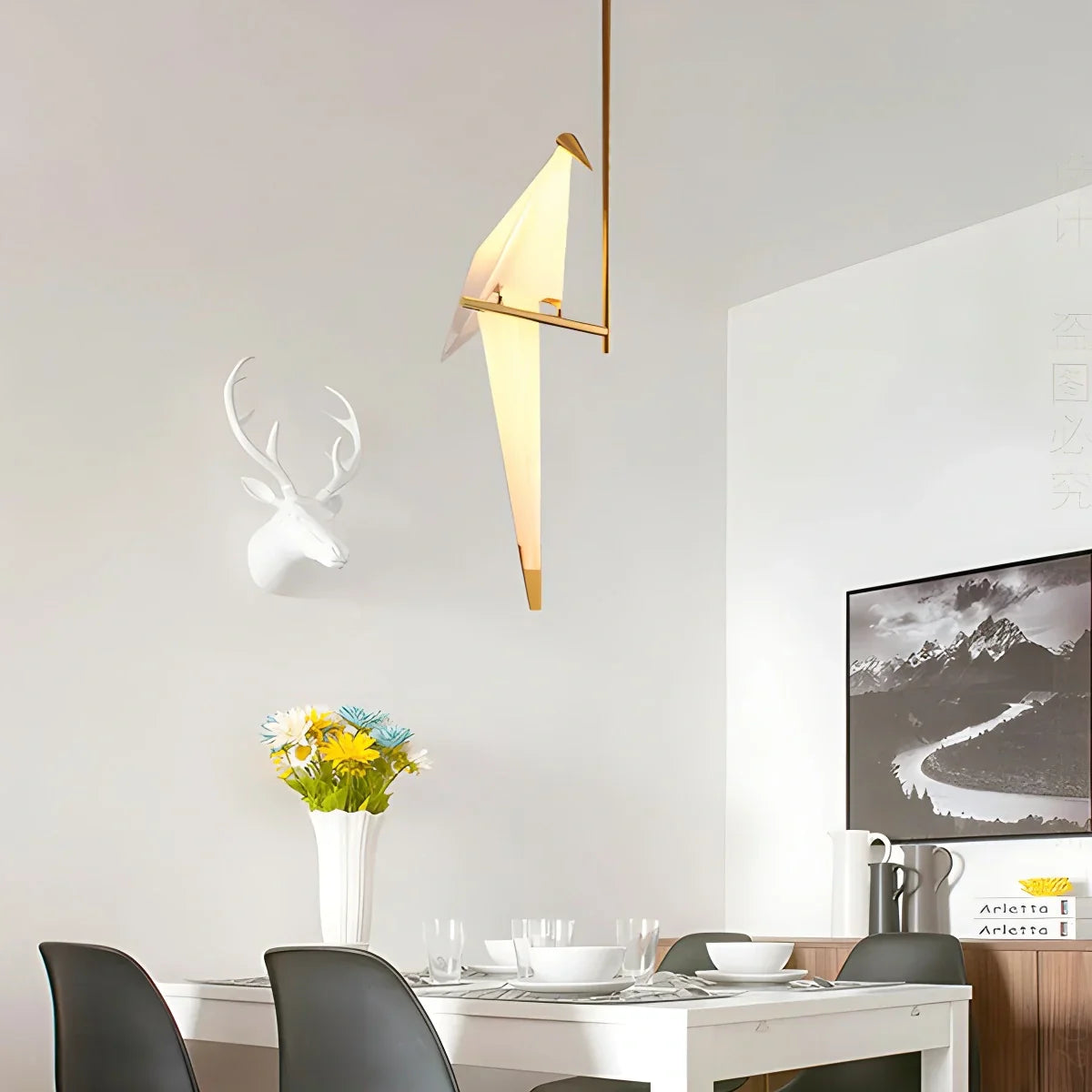 Joyfuzzy Paper Crane Bird Chandelier for Dining Room