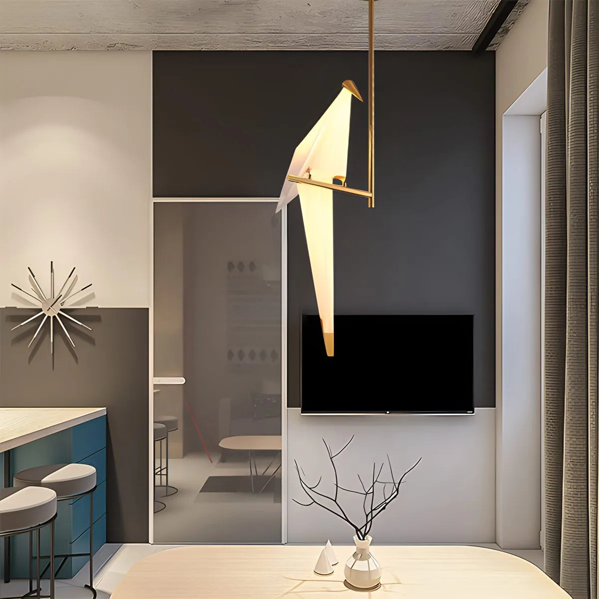 Joyfuzzy Paper Crane Bird Chandelier for Dining Room