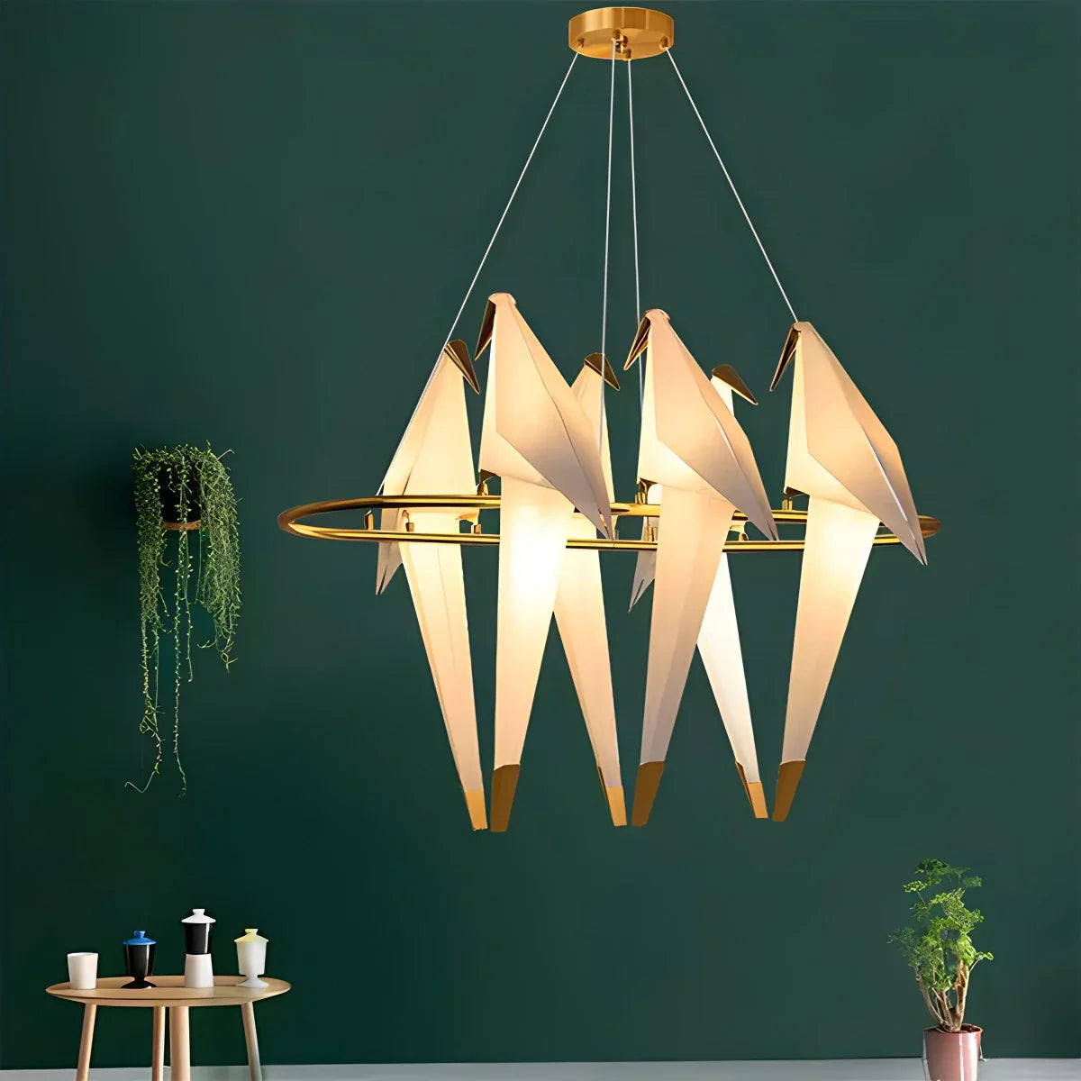Joyfuzzy Paper Crane Bird Chandelier for Dining Room