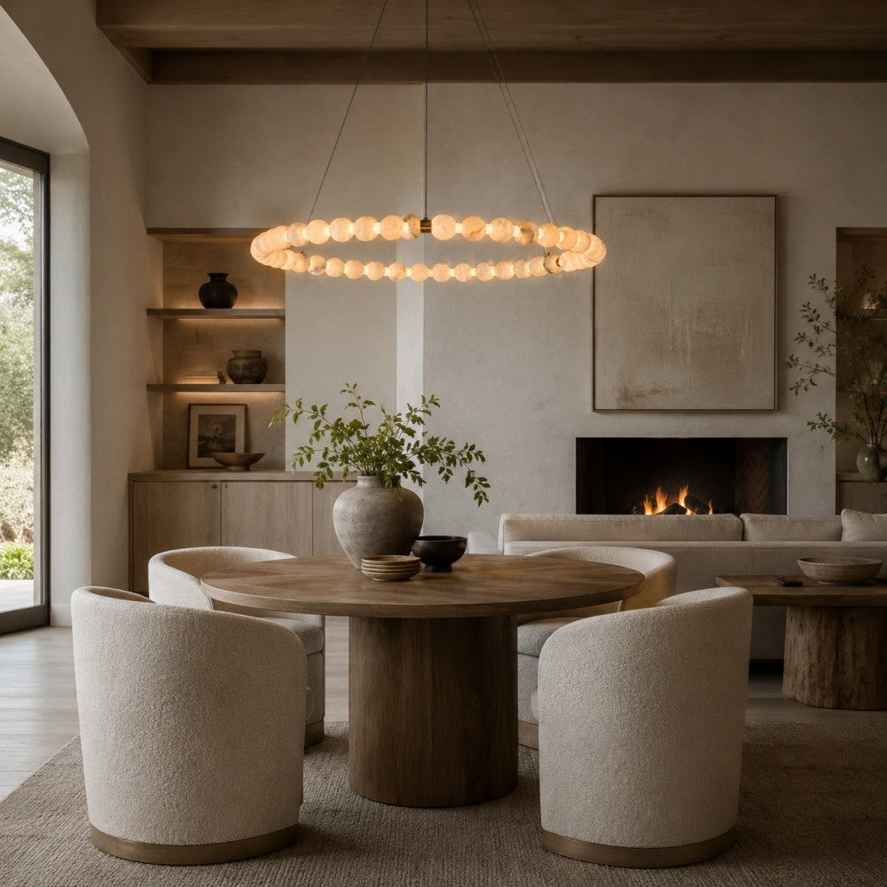Pearl Single Circle Alabaster Chandelier