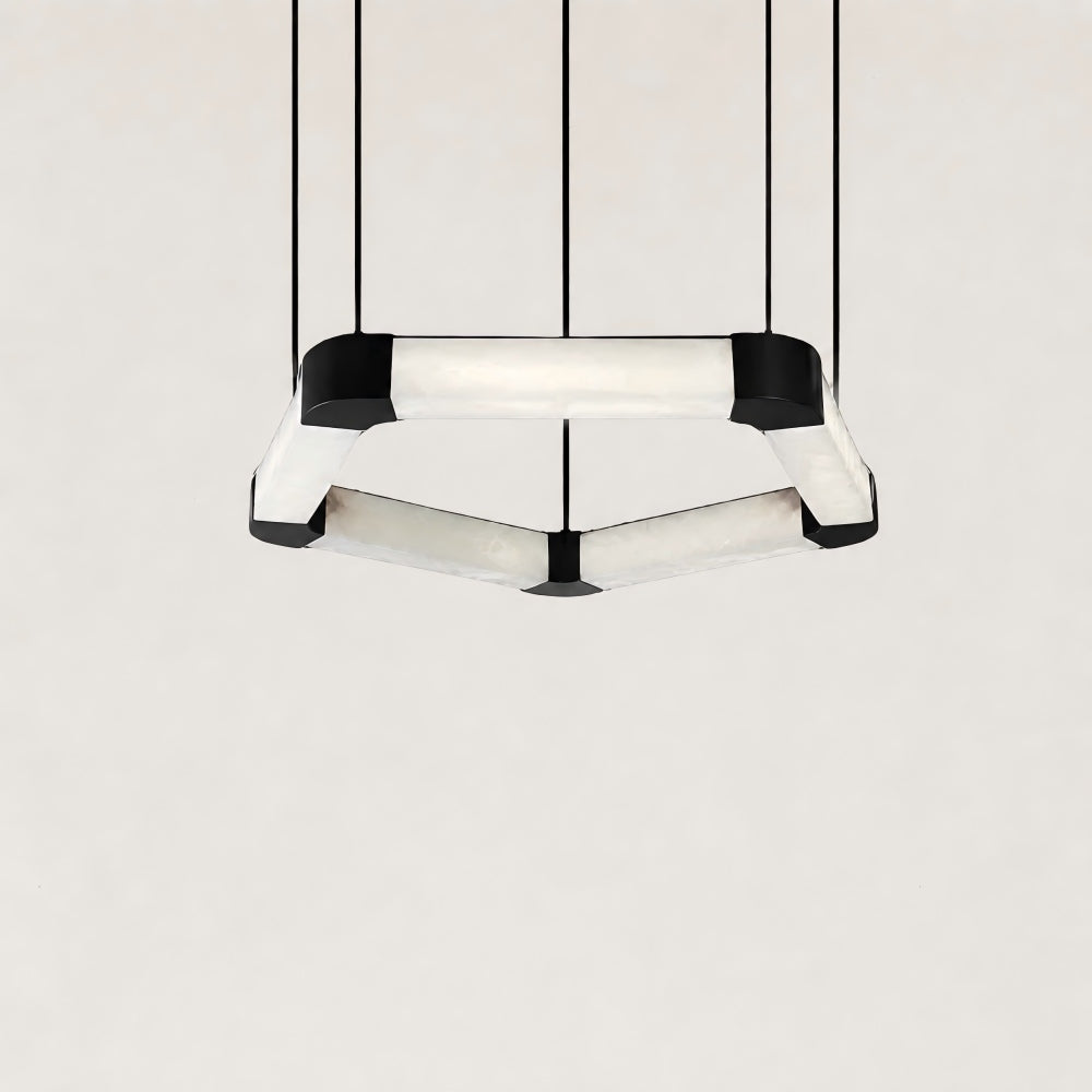 Pentagon Ring Alabaster Chandelier 24"D