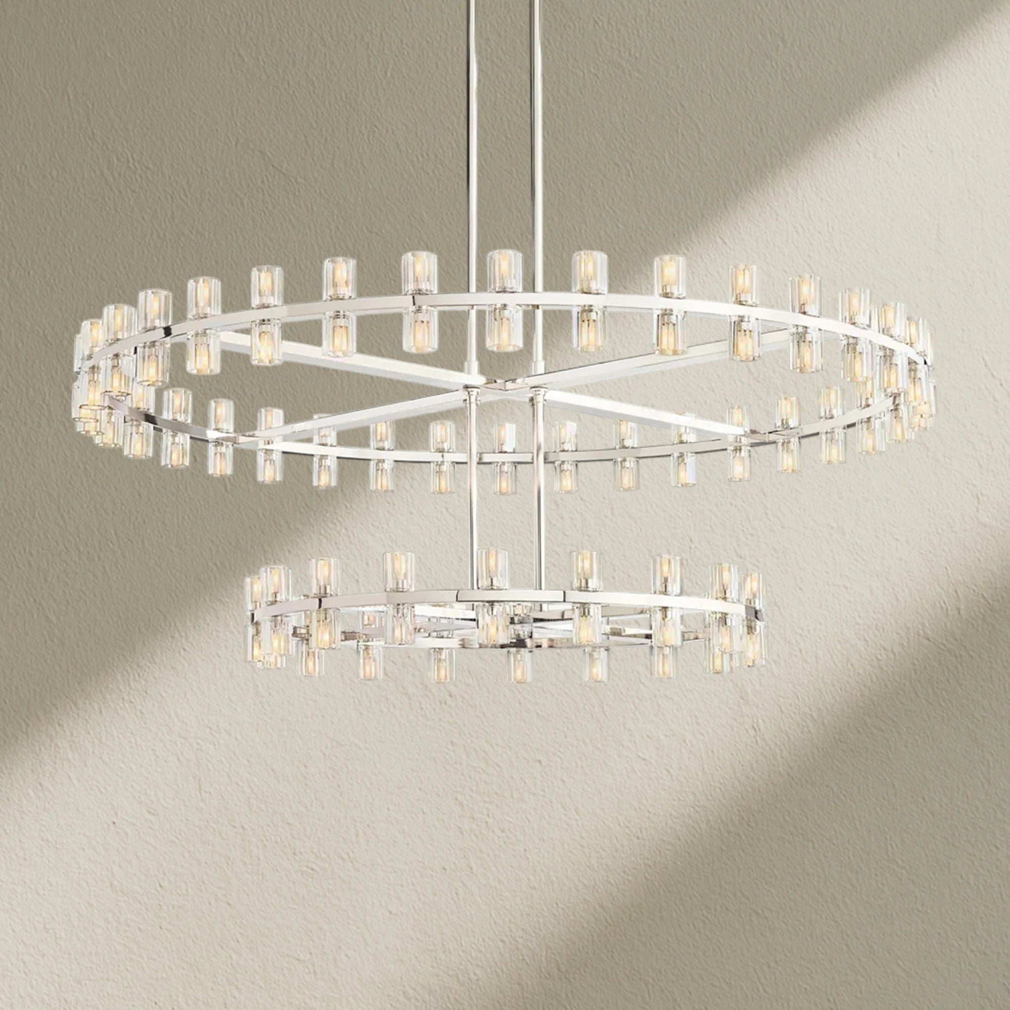 Arcfz Crystal Round 2-Tier Chandelier 60"