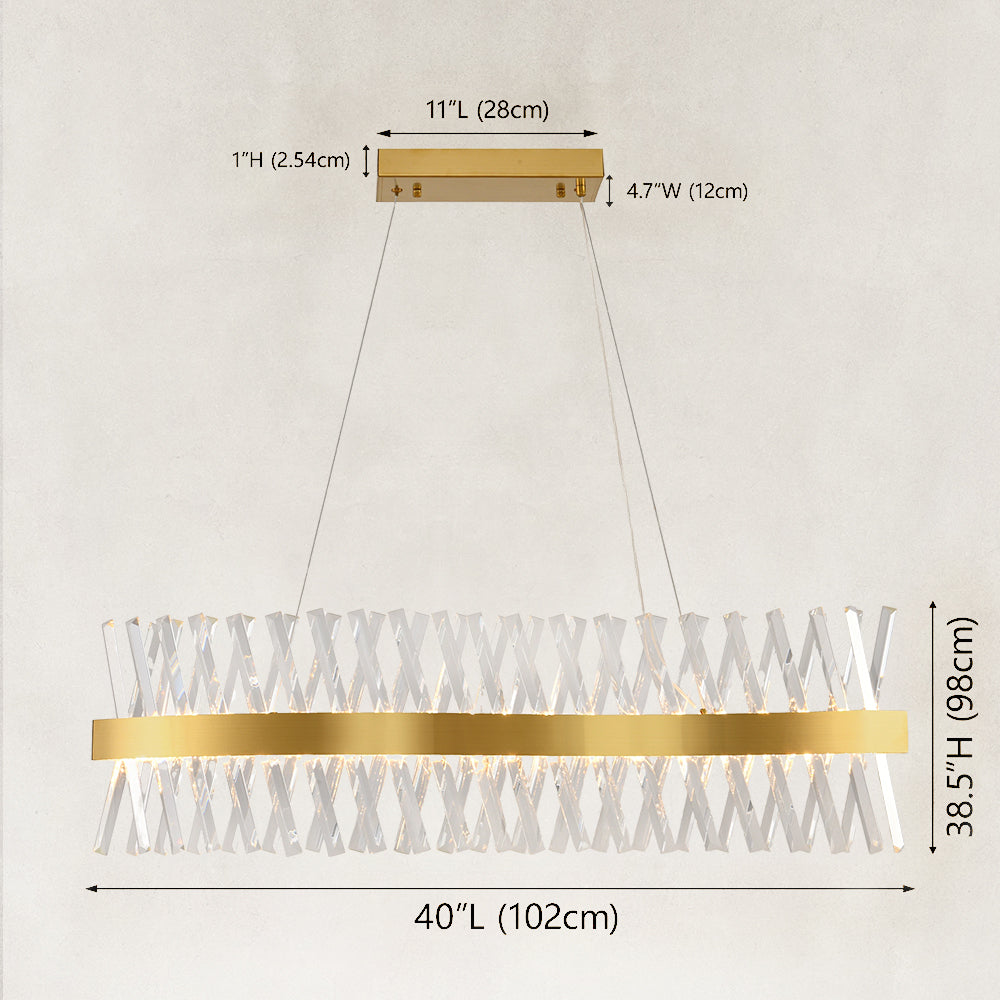 Prisma Crystal Rectangular Chandelier 40"W