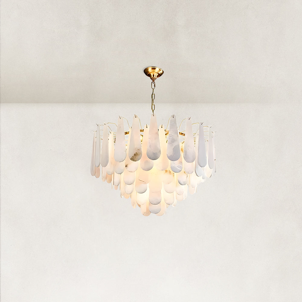 Raine Natural Alabaster Round Tiered Chandelier 35“D
