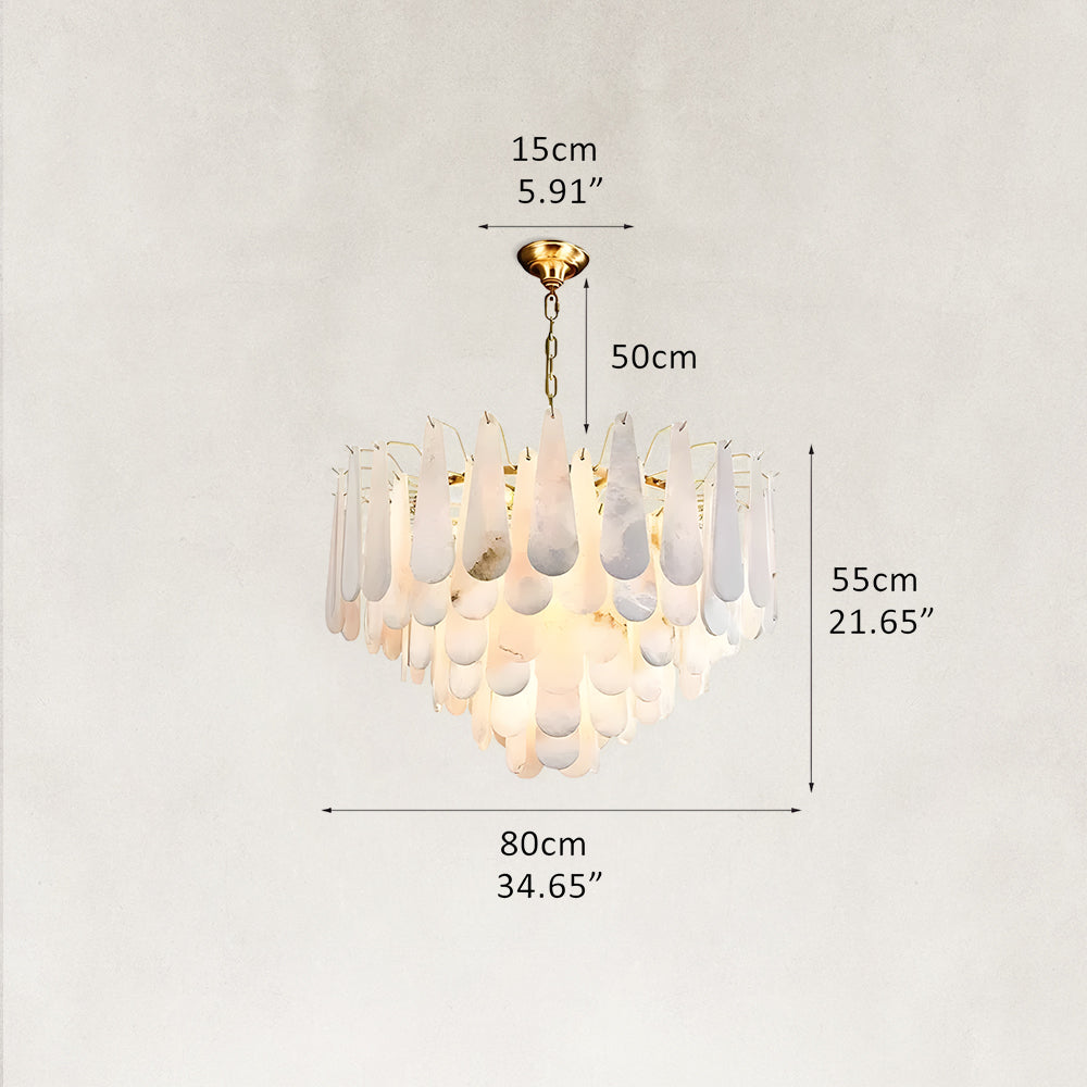 Raine Natural Alabaster Round Tiered Chandelier 35“D