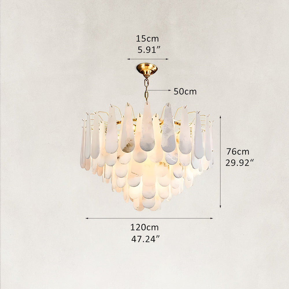 Raine Natural Alabaster Round Tiered Chandelier 47“D