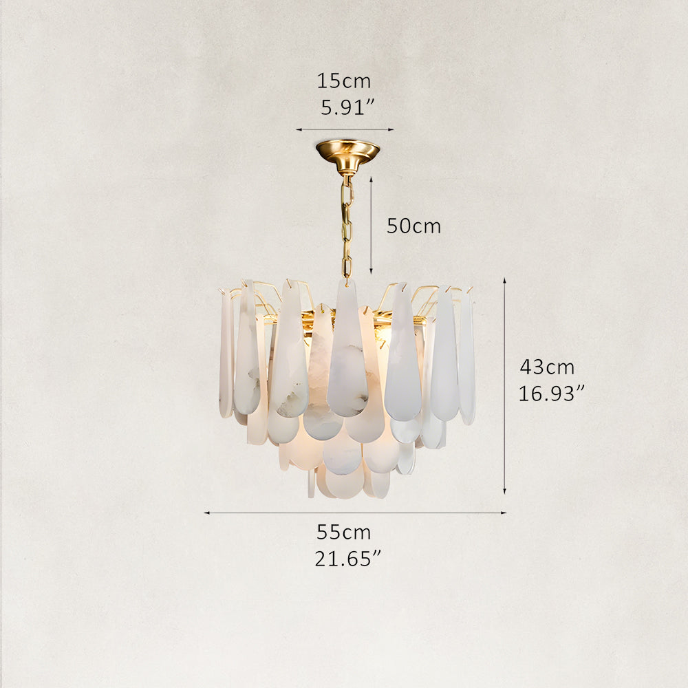 Raine Natural Alabaster Round Tiered Chandelier 22“D