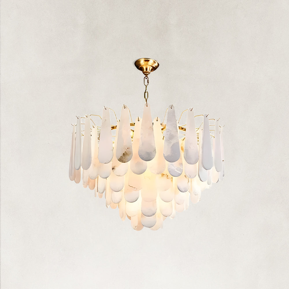 Raine Natural Alabaster Round Tiered Chandelier 47“D