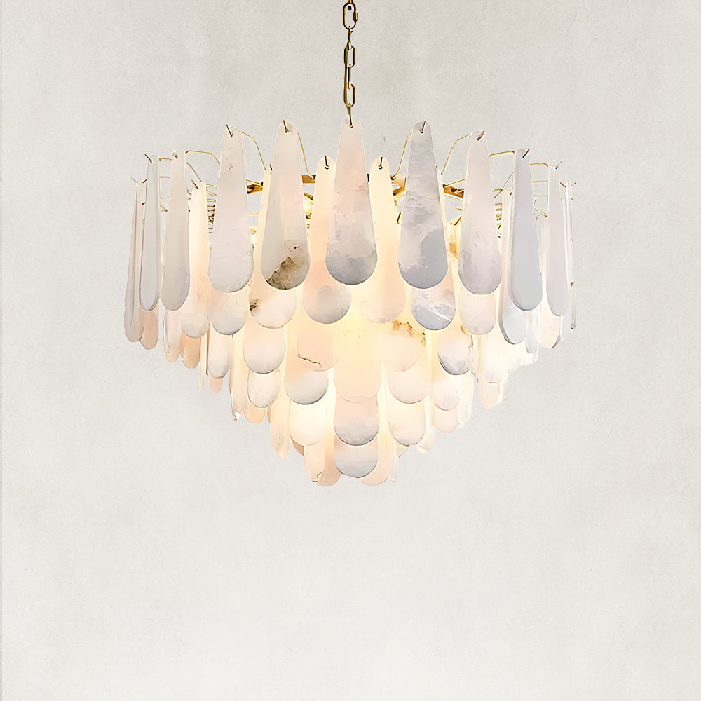 Raine Natural Alabaster Round Tiered Chandelier 35“D