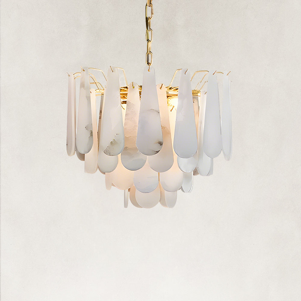 Raine Natural Alabaster Round Tiered Chandelier 22“D