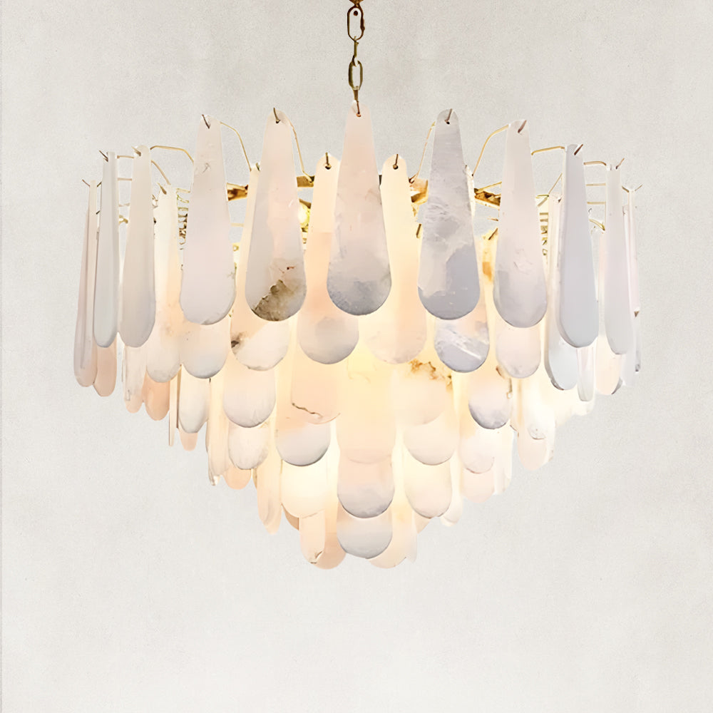 Raine Natural Alabaster Round Tiered Chandelier 47“D
