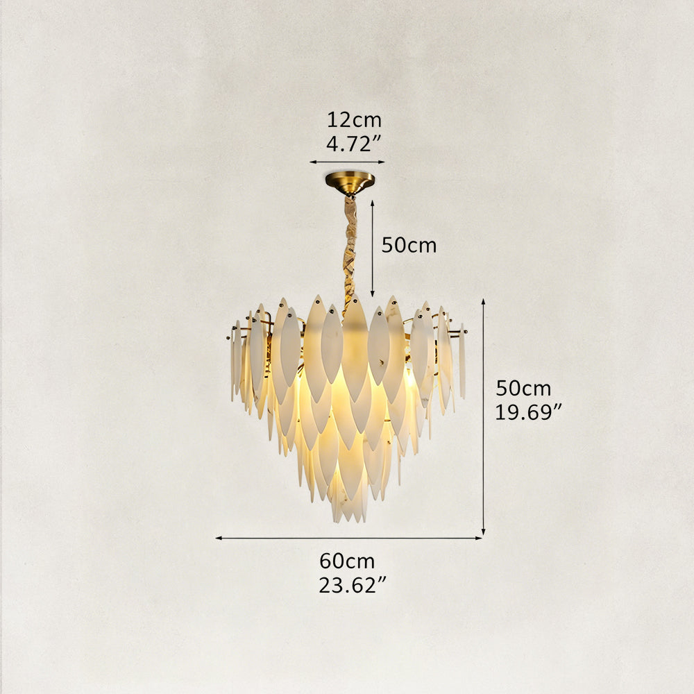 Halo Modern Natural Alabaster Tiered Ring Chandelier 24"D