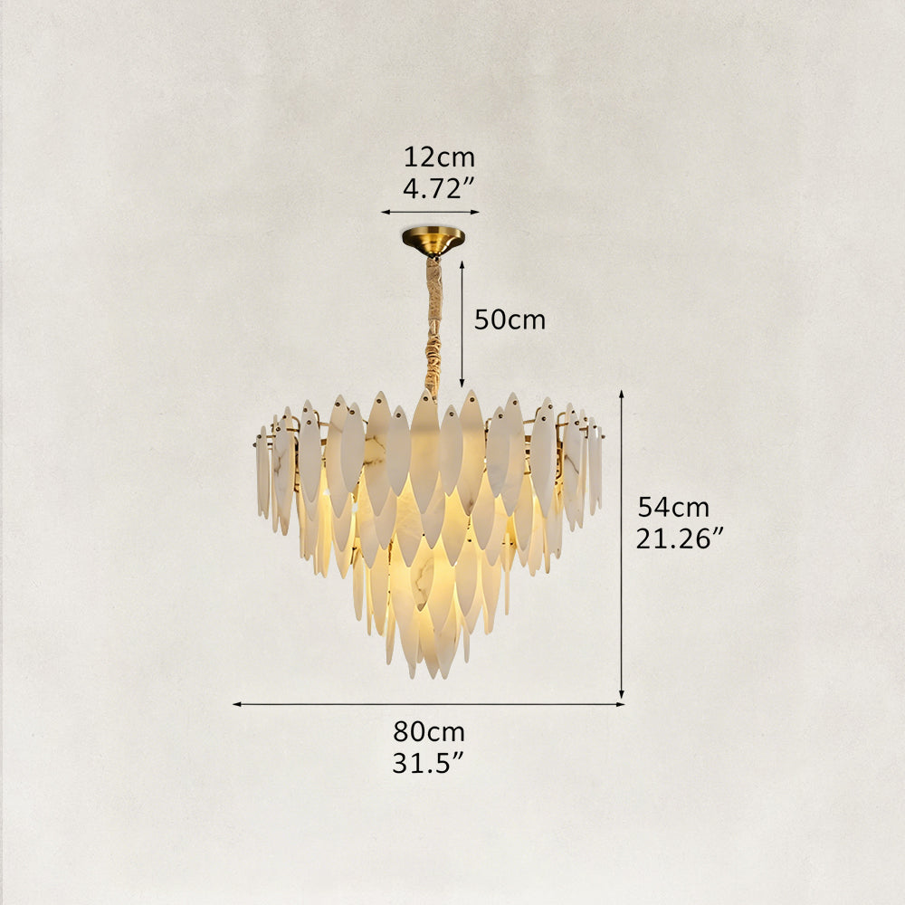 Halo Modern Natural Alabaster Tiered Ring chandelier 32"D