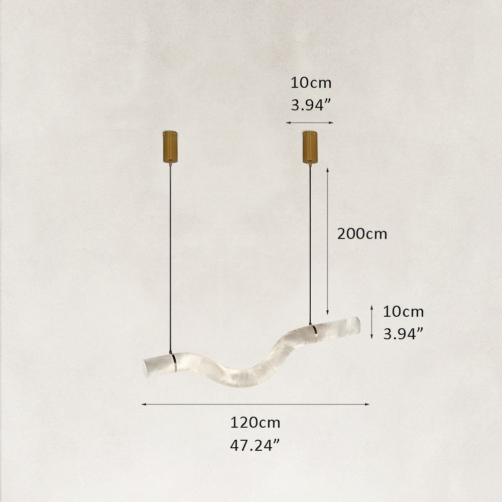 Verve Single Wave Alabaster Tube Pendant Light