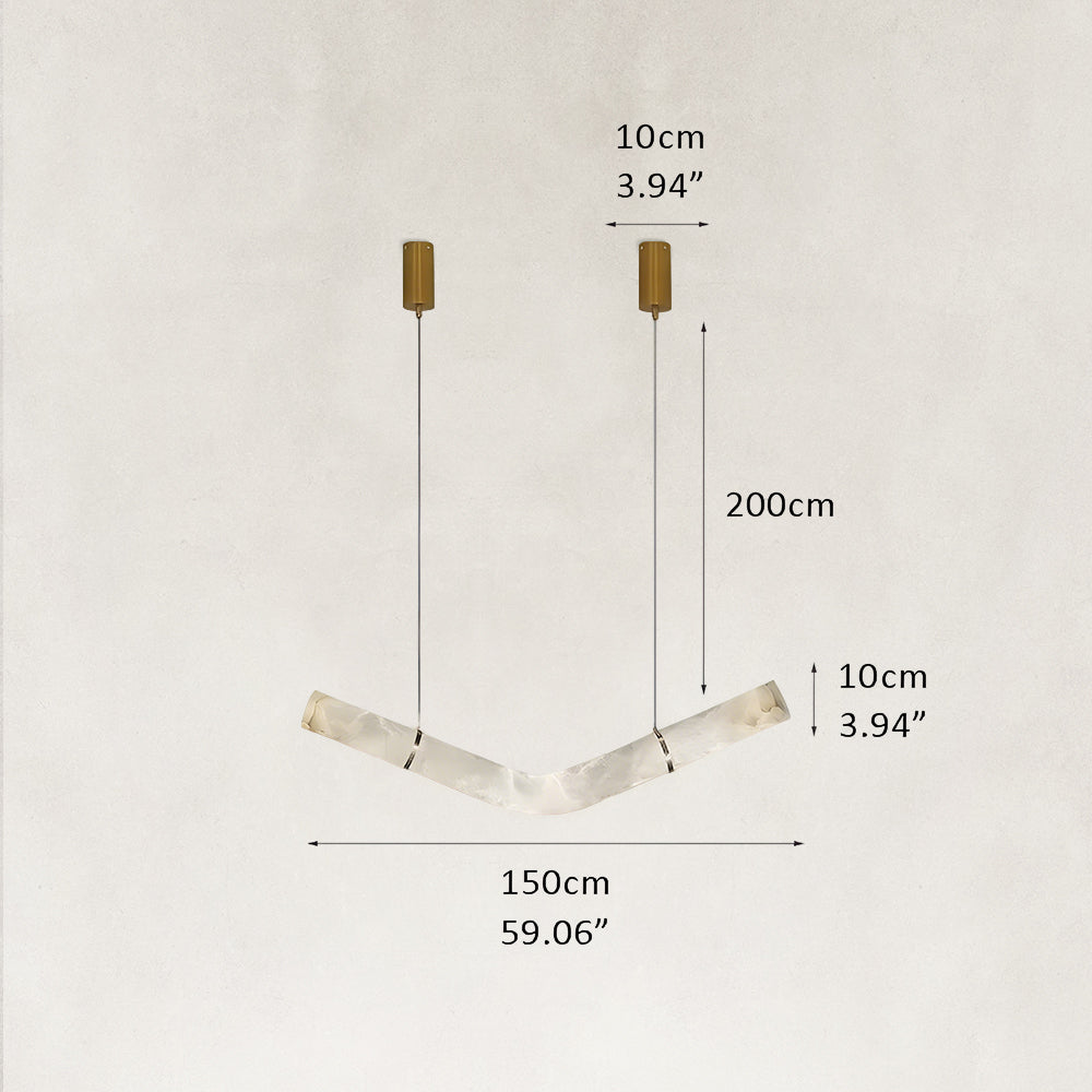 Verve V-Shape Alabaster Tube Pendant Light 47"L